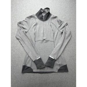 Lululemon Pullover Shirt Womens Medium Gray Half Zip Thumbholes Running Yoga